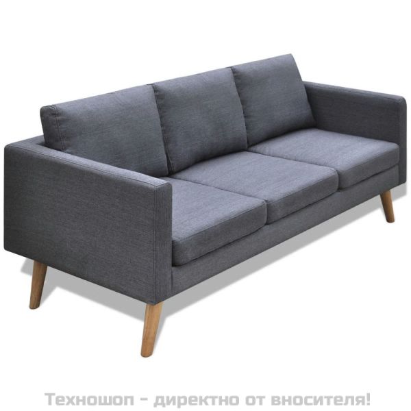 Триместен диван, тапицерия от плат, тъмносив