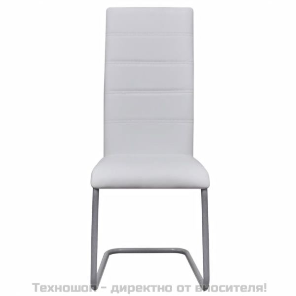 Конзолни трапезни столове, 4 бр, бели, изкуствена кожа