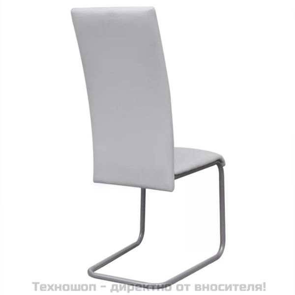 Конзолни трапезни столове, 4 бр, бели, изкуствена кожа