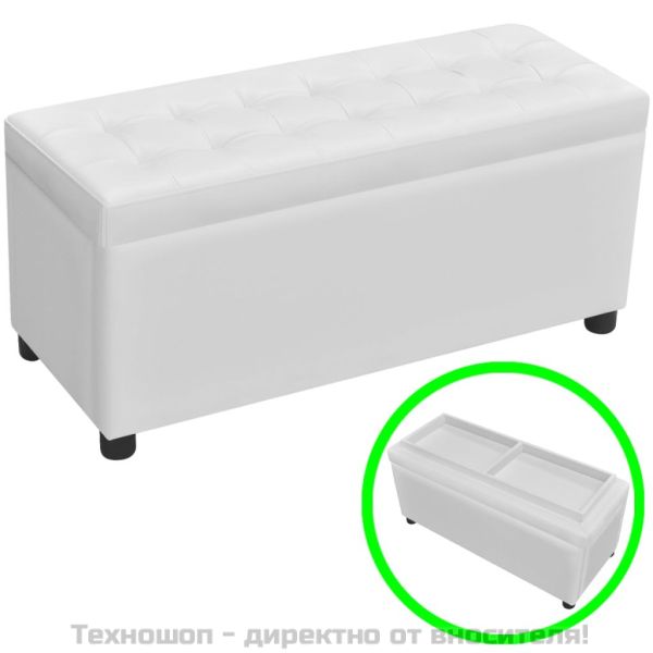 Табуретка-ракла тип отоманка, изкуствена кожа, бяла