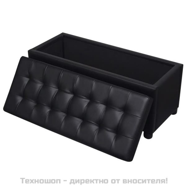 Табуретка-ракла тип отоманка, изкуствена кожа, черна