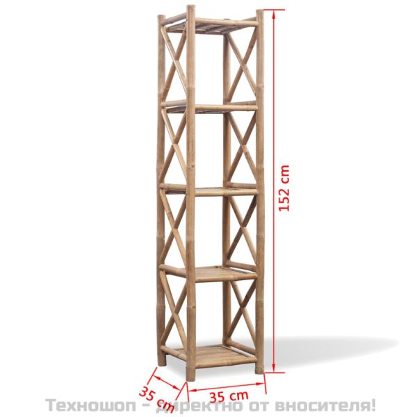 5-етажна квадратна бамбукова етажерка