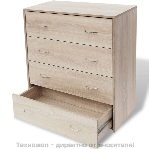Сайдборд с 4 чекмеджета, 60 x 30,5 x 71 см, цвят дъб