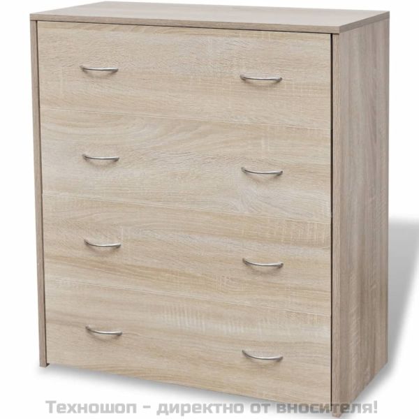 Сайдборд с 4 чекмеджета, 60 x 30,5 x 71 см, цвят дъб