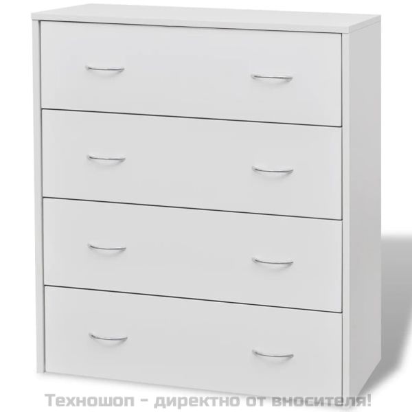 Сайдборд с 4 чекмеджета, 60 x 30,5 x 71 см, бял
