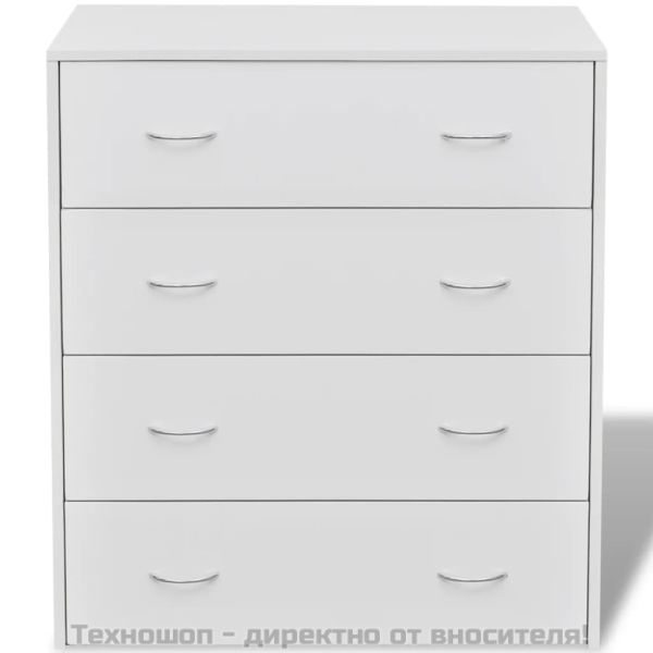 Сайдборд с 4 чекмеджета, 60 x 30,5 x 71 см, бял