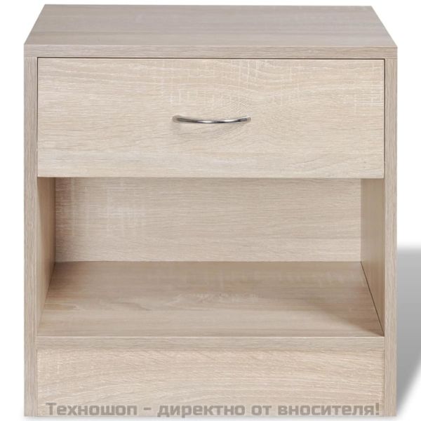 Нощно шкафче с чекмедже, 2 бр, цвят дъб