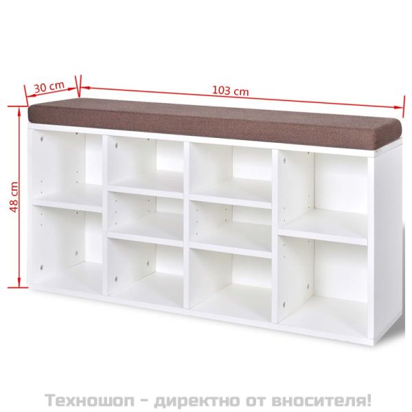 Пейка за съхранение на обувки с 10 отделения, бяла
