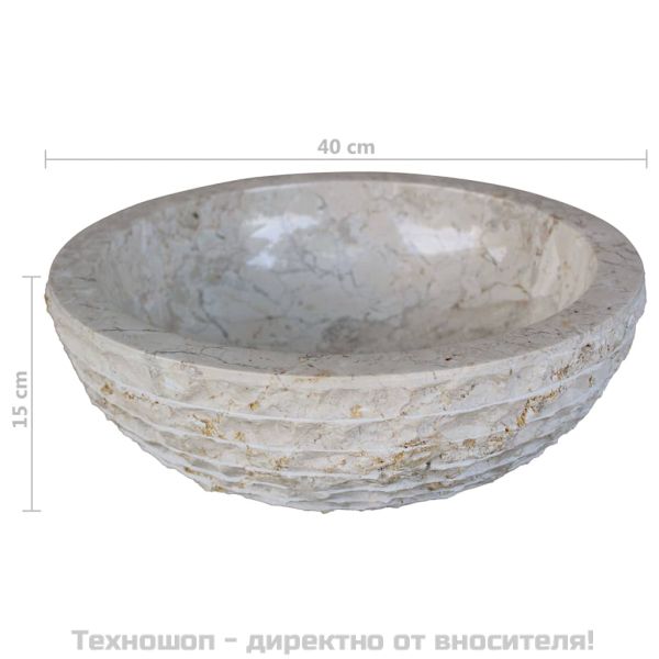 Мивка, мрамор, 40 см, кремава