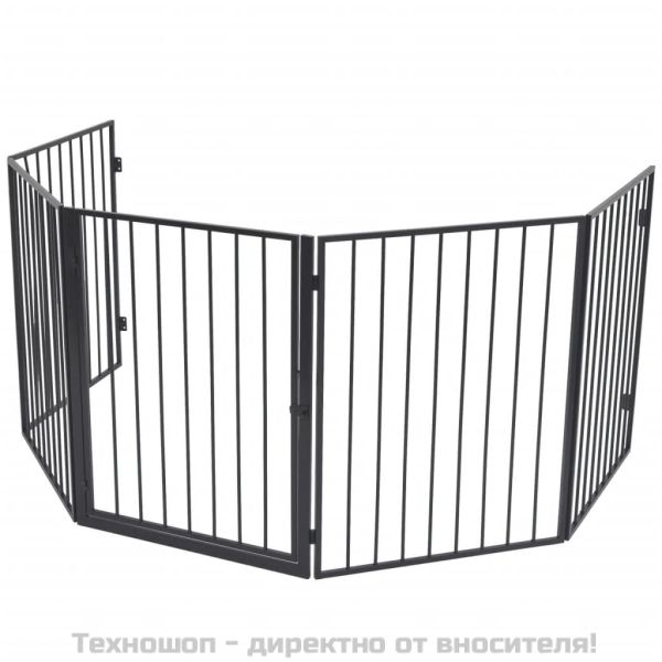 стоманен параван за камина, черен