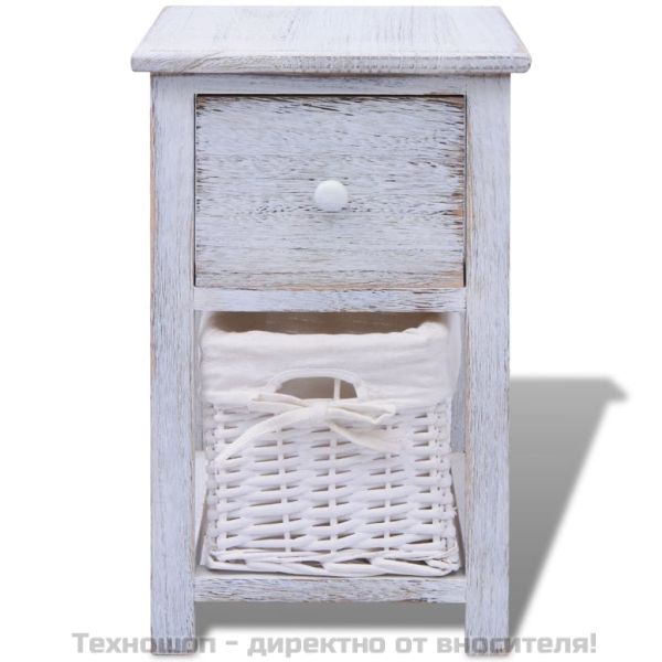 Нощно шкафче, дърво, бяло