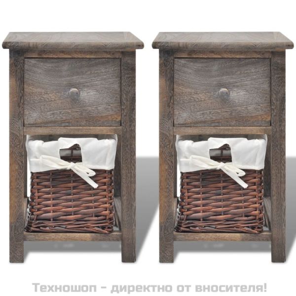 Нощни шкафчета, 2 бр, дърво, кафяви