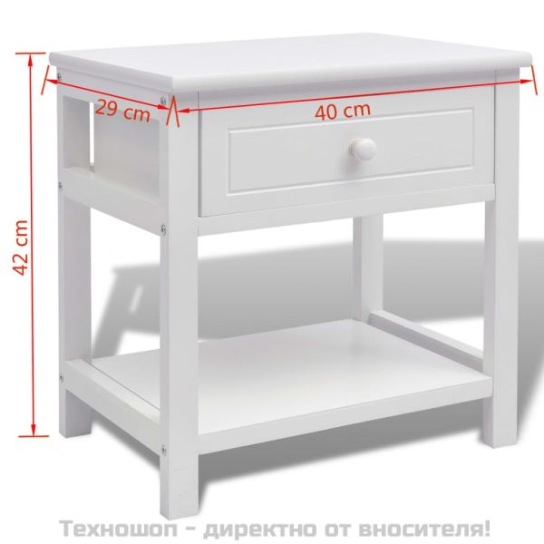 Нощно шкафче, дърво, бяло