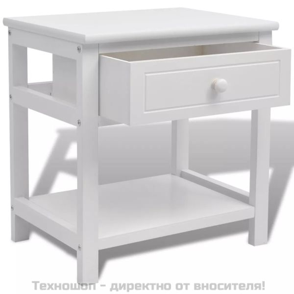 Нощни шкафчета, 2 броя, дърво, бяло