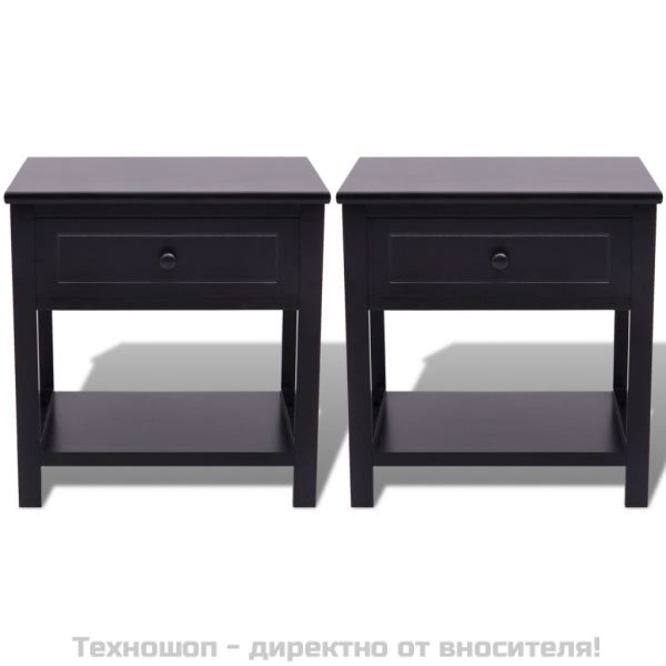 Нощни шкафчета, 2 броя, дърво, черно