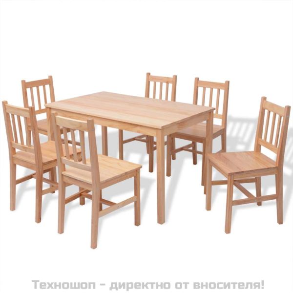 Трапезен комплект, 7 части, борово дърво
