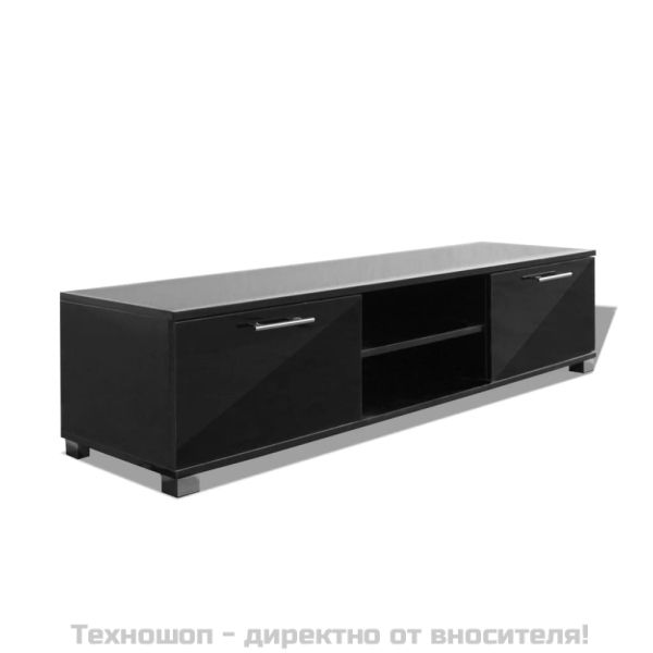 ТВ шкаф, черен гланц, 120x40,5x35 см