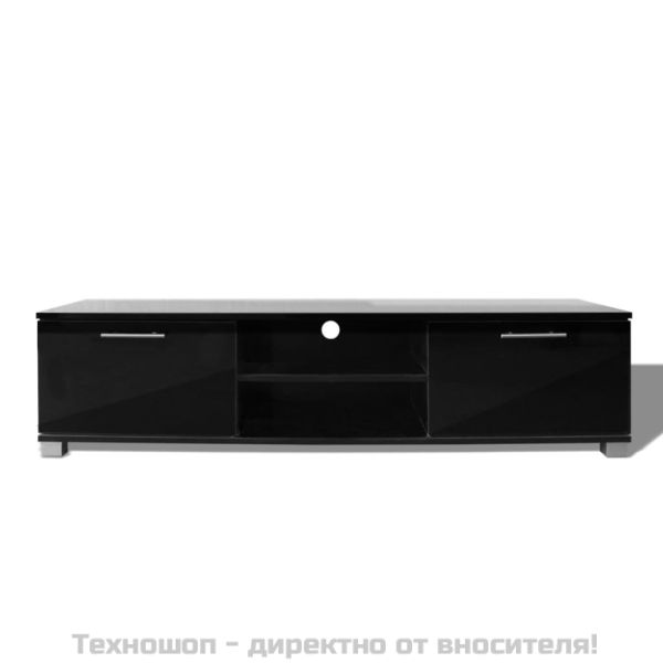 ТВ шкаф, черен гланц, 120x40,5x35 см