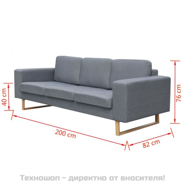 3-местен диван плат светлосив