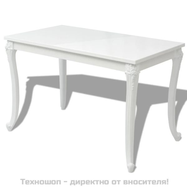 Трапезна маса, 116x66x76 см, силен гланц, бяла