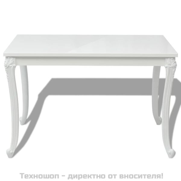 Трапезна маса, 116x66x76 см, силен гланц, бяла