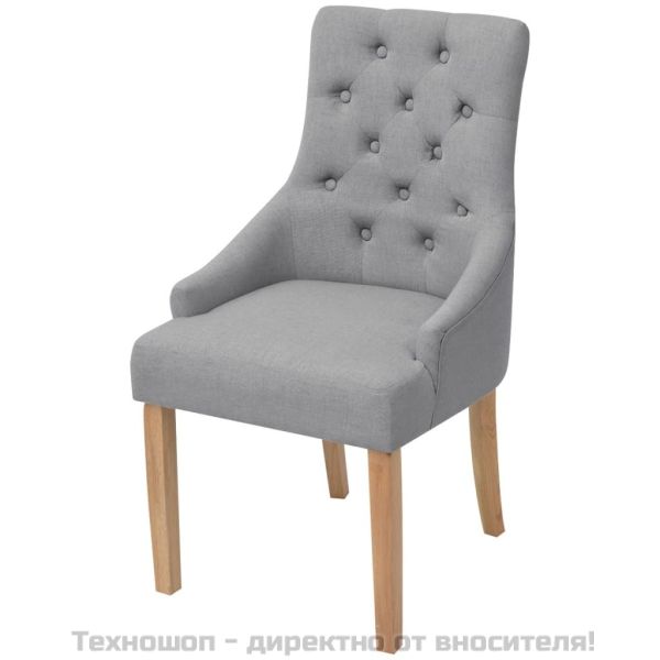 Трапезни столове, 2 бр, светлосиви, текстил
