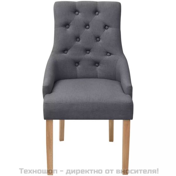 Трапезни столове, 2 бр, тъмносиви, текстил