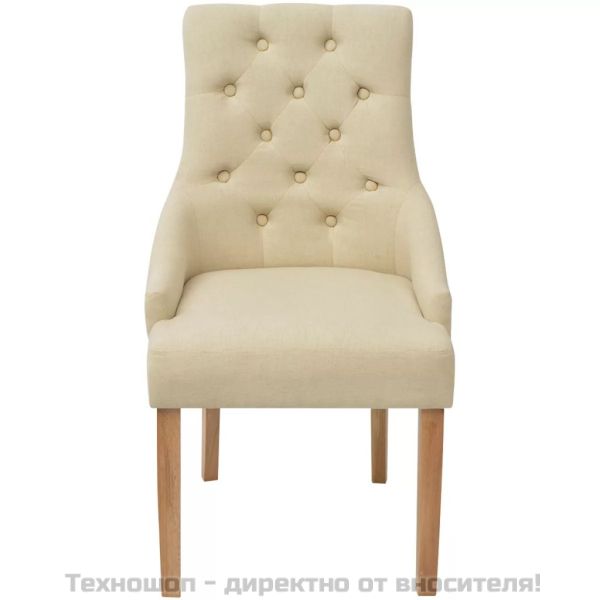 Трапезни столове, 2 бр, кремави, текстил