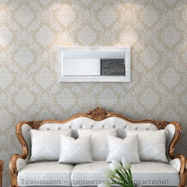 Стенно огледало, бароков стил, 100x50 см, бяло