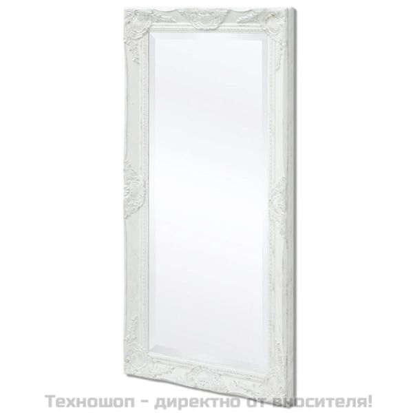Стенно огледало, бароков стил, 100x50 см, бяло