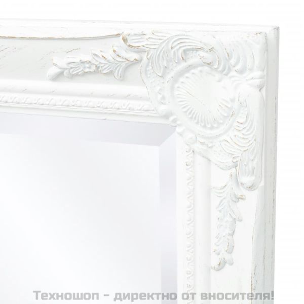 Стенно огледало, бароков стил, 100x50 см, бяло