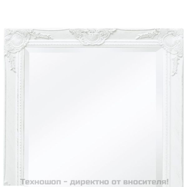 Стенно огледало, бароков стил, 100x50 см, бяло
