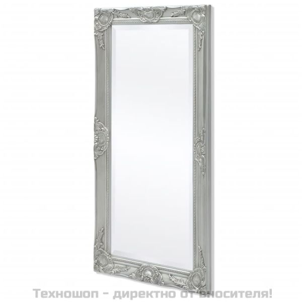 Стенно огледало, бароков стил, 100x50 см, сребристо