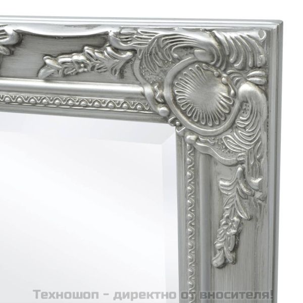 Стенно огледало, бароков стил, 100x50 см, сребристо