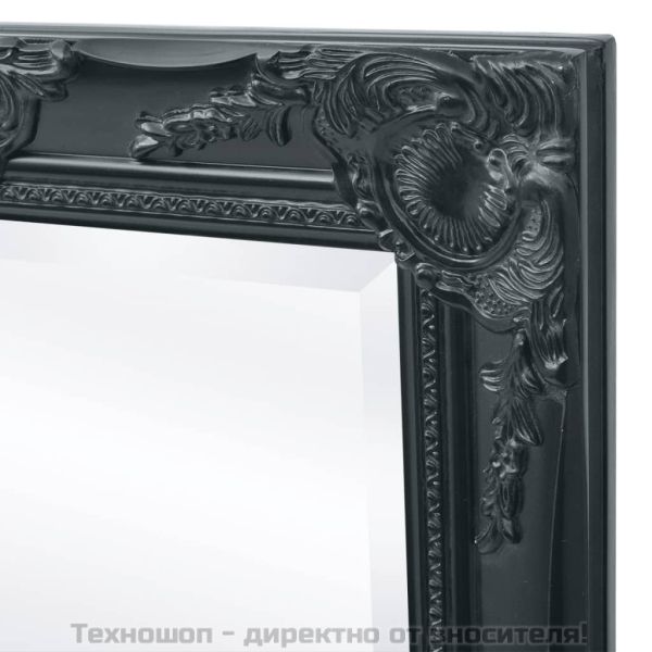 Стенно огледало, бароков стил, 100x50 см, черно
