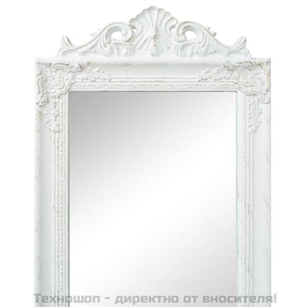 Стенно огледало, бароков стил, 160x40 см, бяло