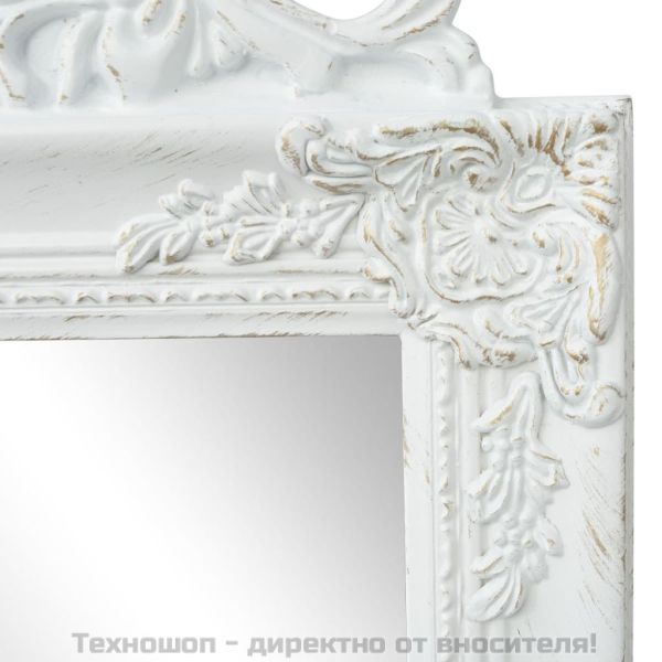 Стенно огледало, бароков стил, 160x40 см, бяло