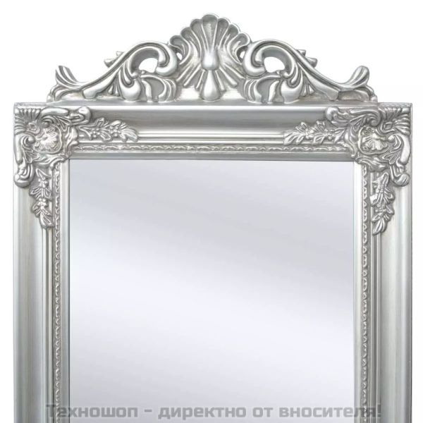 Стенно огледало, бароков стил, 160x40 см, сребристо