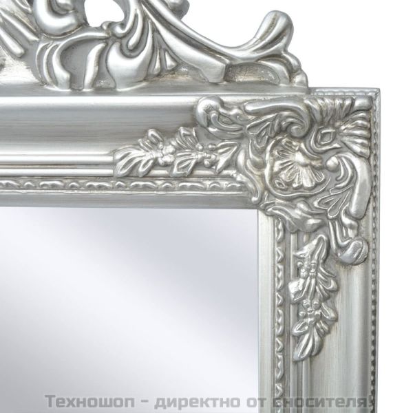 Стенно огледало, бароков стил, 160x40 см, сребристо