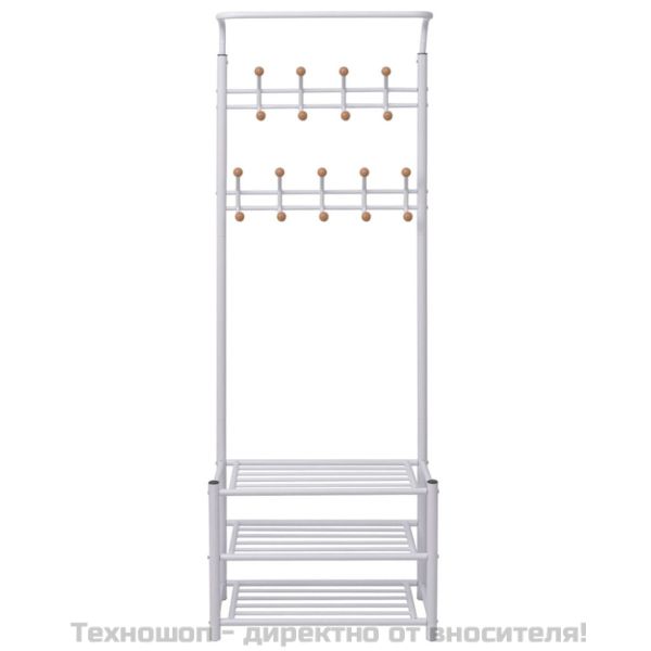 Щендер за дрехи със стелажи за обувки, 68x32x182,5 см, бял