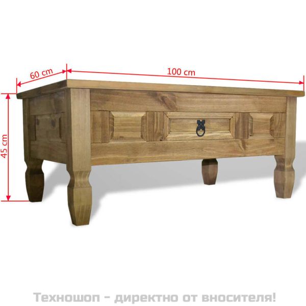 Маса за кафе, бор, мексикански стил “Корона“, 100x55x44 cм