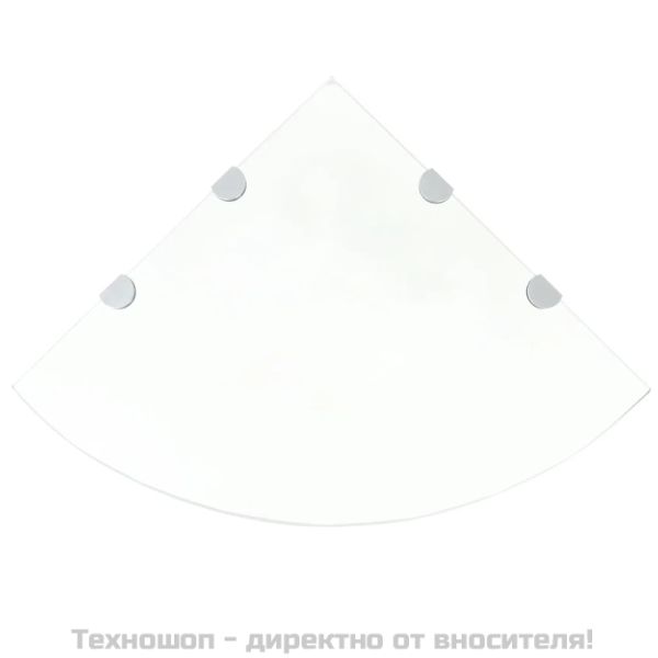 Ъглов рафт с държачи в цвят хром, прозрачно стъкло, 45x45 см