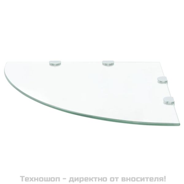 Ъглов рафт с държачи в цвят хром, прозрачно стъкло, 45x45 см