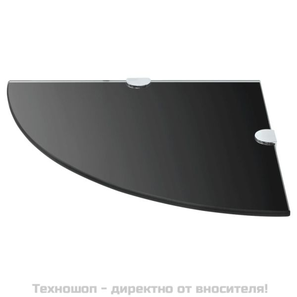 Ъглов рафт от черно стъкло с държачи в цвят хром, 25x25 см