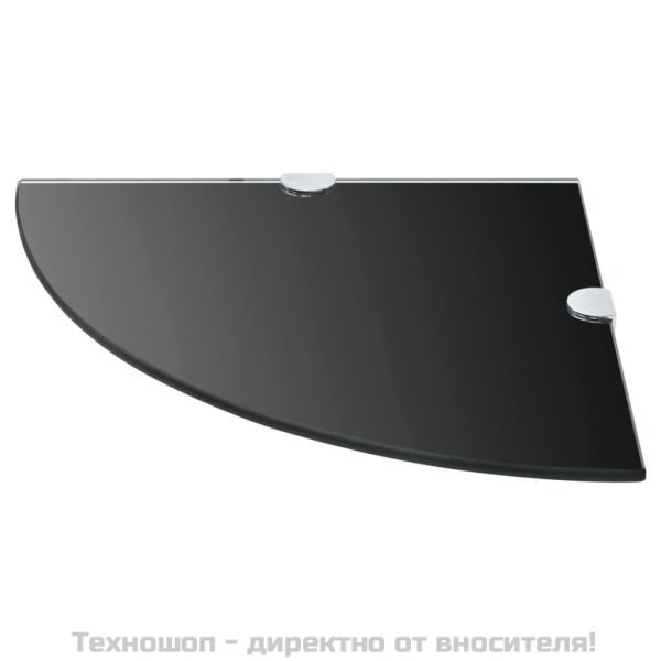 Ъглов рафт от черно стъкло с държачи в цвят хром, 35x35 см