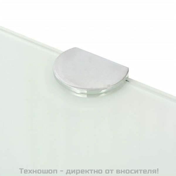 Ъглов рафт с държачи в цвят хром, бяло стъкло, 35x35 см