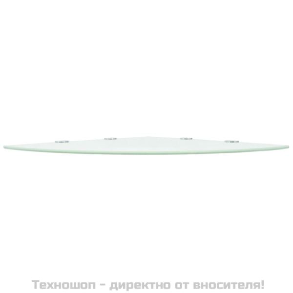 Ъглов рафт от бяло стъкло с държачи в цвят хром, 45x45 см