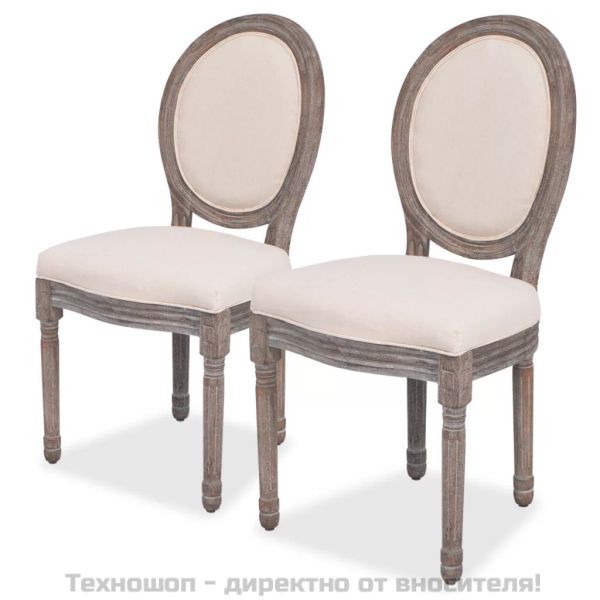 Трапезни столове, 2 бр, кремави, текстил