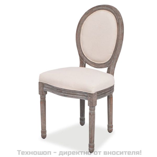Трапезни столове, 4 бр, кремави, текстил