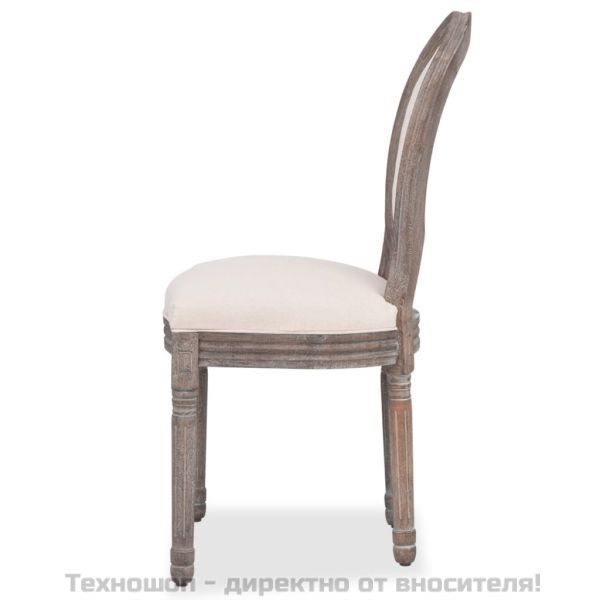 Трапезни столове, 4 бр, кремави, текстил